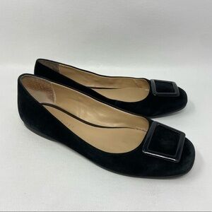 Judith Ripka Sally Suede Ballet Flats Decorative Buckle Slip On Shoes